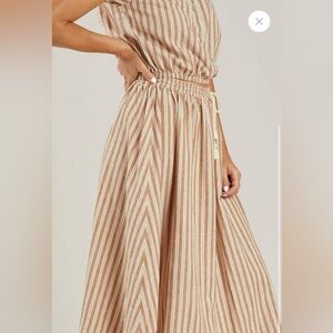 Rylee + Cru Skipper Top & Skirt in stone strip - NWT